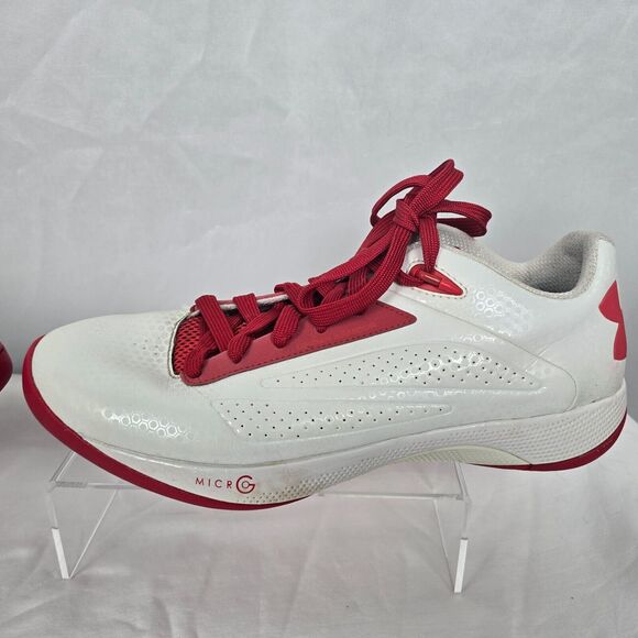 Under Armour Athletic Shoe Men's Size 12.5 White Red # 1238492-103 Micro G - Picture 7 of 15